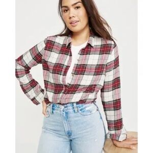 Abercrombie and Fitch Plaid Button-Up Shirt - Red, White & Black NWOT
